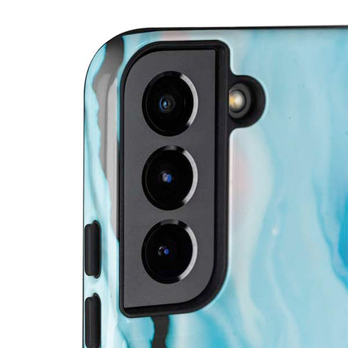 Aqua Blue Marble Ink Galaxy S22 Plus Pro Case