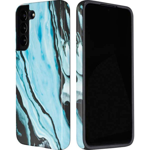 Aqua Blue Marble Ink Galaxy S22 Plus Pro Case