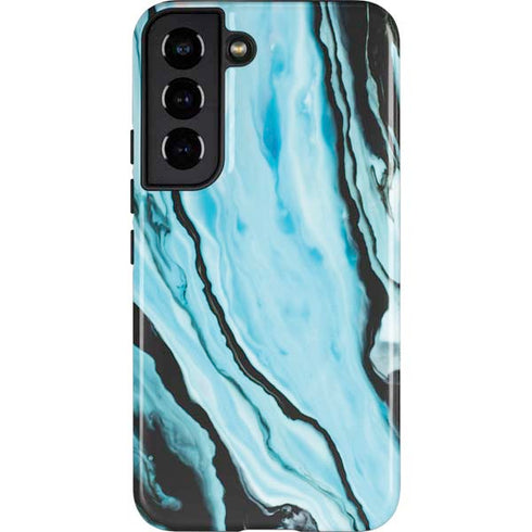 Aqua Blue Marble Ink Galaxy S22 Pro Case