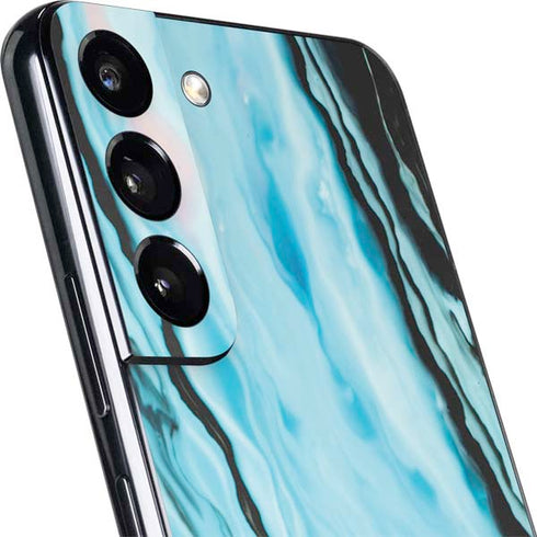 Aqua Blue Marble Ink Galaxy S22 Skin