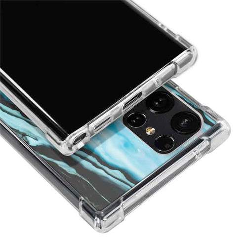 Aqua Blue Marble Ink Galaxy S22 Ultra Clear Case
