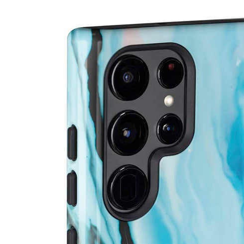 Aqua Blue Marble Ink Galaxy S22 Ultra Pro Case