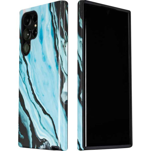 Aqua Blue Marble Ink Galaxy S22 Ultra Pro Case