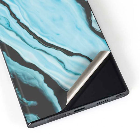 Aqua Blue Marble Ink Galaxy S22 Ultra Skin