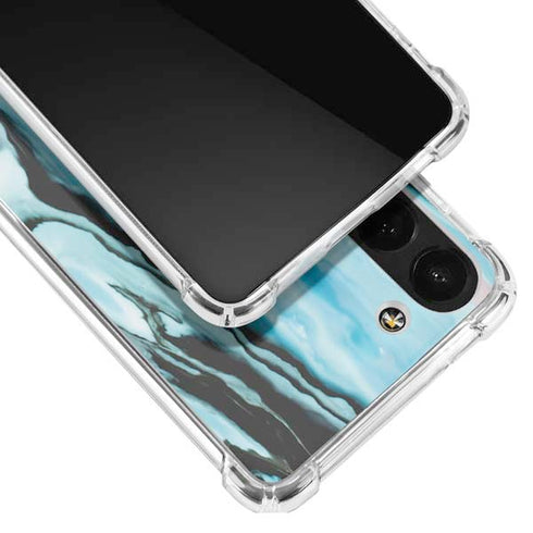 Aqua Blue Marble Ink Galaxy S23 Clear Case