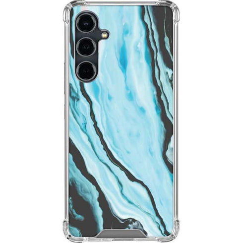 Aqua Blue Marble Ink Galaxy S23 FE Clear Case