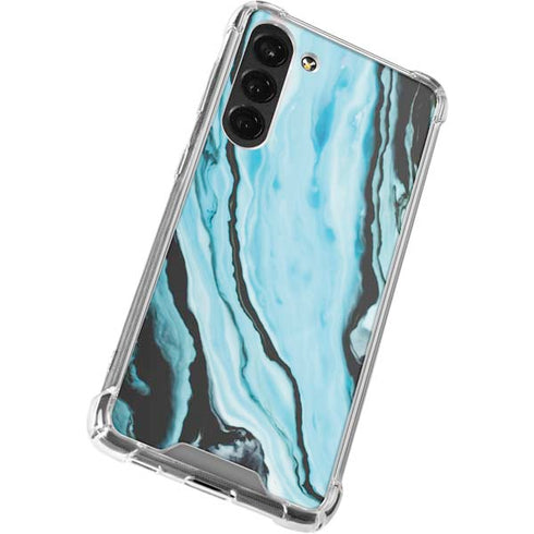 Aqua Blue Marble Ink Galaxy S23 Plus Clear Case