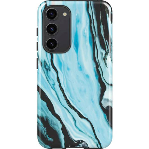 Aqua Blue Marble Ink Galaxy S23 Plus Pro Case