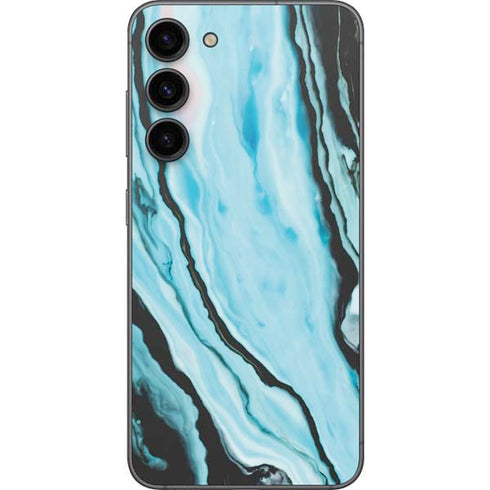 Aqua Blue Marble Ink Galaxy S23 Plus Skin