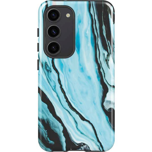 Aqua Blue Marble Ink Galaxy S23 Pro Case