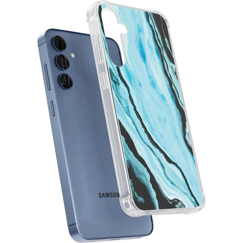Aqua Blue Marble Ink Galaxy S24 Clear Case