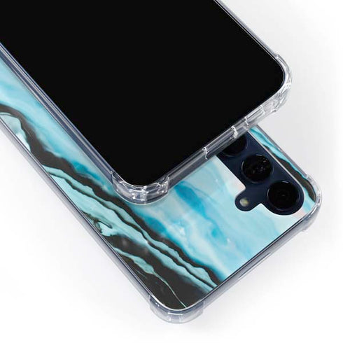Aqua Blue Marble Ink Galaxy S24 Clear Case