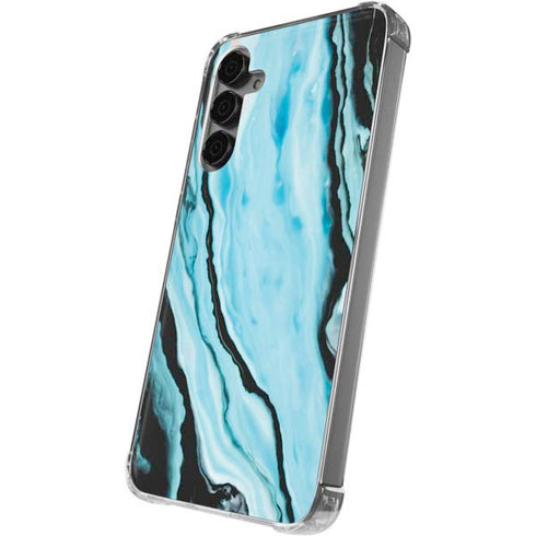 Aqua Blue Marble Ink Galaxy S24 Plus Clear Case