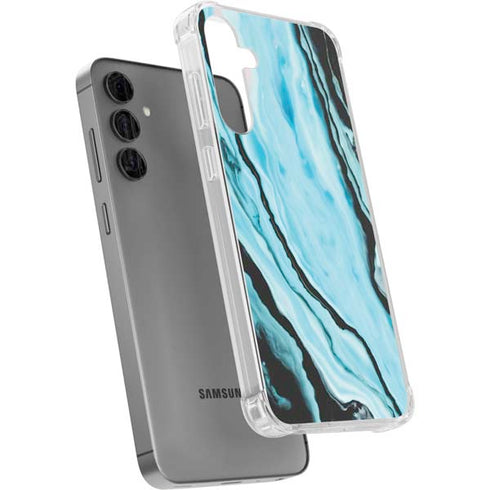 Aqua Blue Marble Ink Galaxy S24 Plus Clear Case