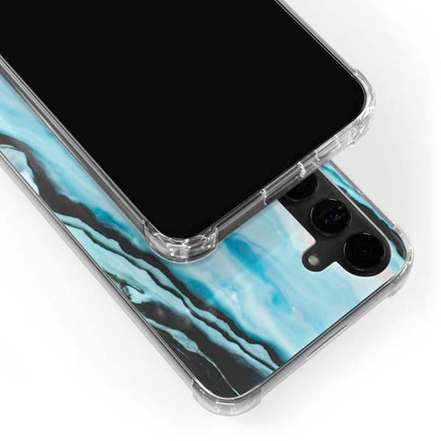 Aqua Blue Marble Ink Galaxy S24 Plus Clear Case
