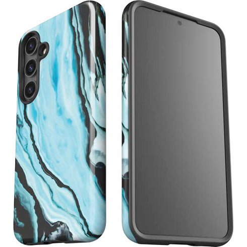 Aqua Blue Marble Ink Galaxy S24 Plus Impact Case