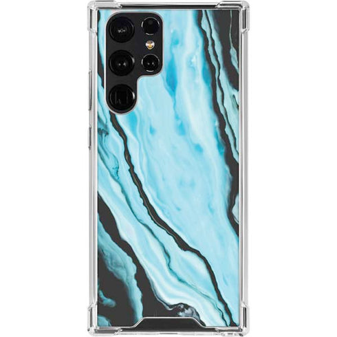 Aqua Blue Marble Ink Galaxy S24 Ultra Clear Case