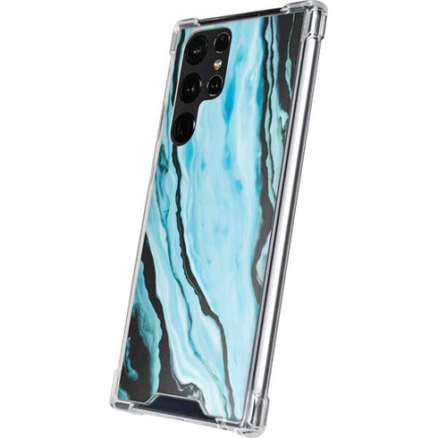 Aqua Blue Marble Ink Galaxy S24 Ultra Clear Case