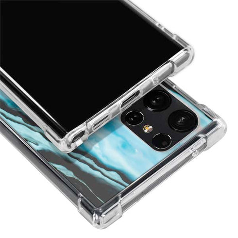 Aqua Blue Marble Ink Galaxy S24 Ultra Clear Case