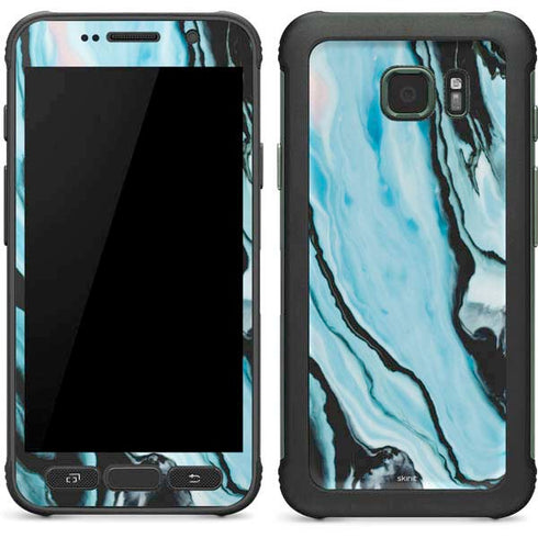 Aqua Blue Marble Ink Galaxy S7 Active Skin