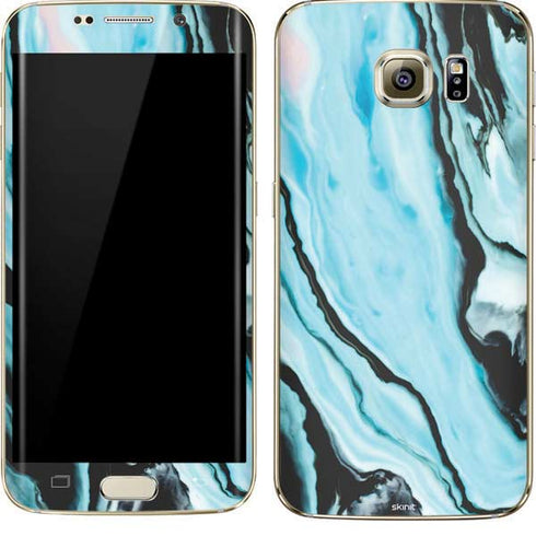 Aqua Blue Marble Ink Galaxy S7 Edge Skin