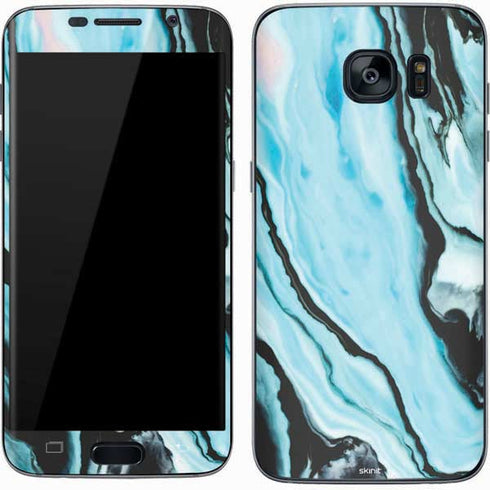 Aqua Blue Marble Ink Galaxy S7 Skin