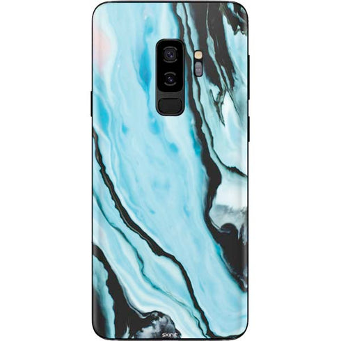 Aqua Blue Marble Ink Galaxy S9 Plus Skin