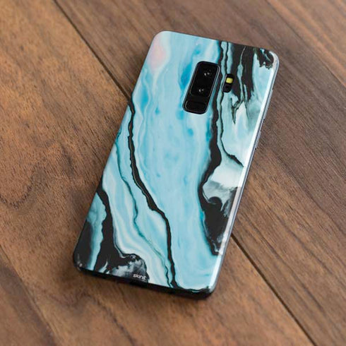 Aqua Blue Marble Ink Galaxy S9 Plus Skin