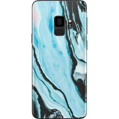Aqua Blue Marble Ink Galaxy S9 Skin