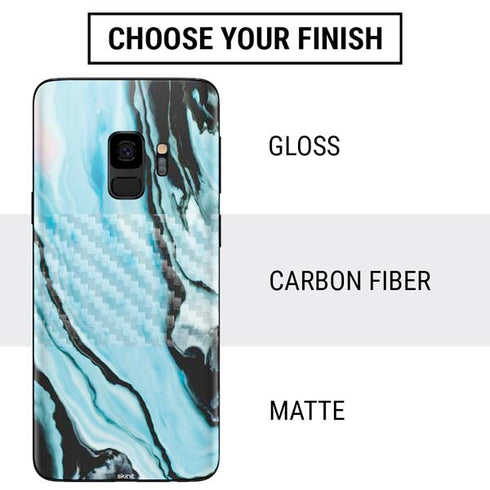Aqua Blue Marble Ink Galaxy S9 Skin