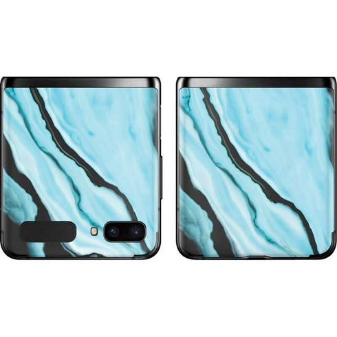 Aqua Blue Marble Ink Galaxy Z Flip Skin