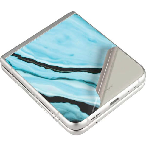 Aqua Blue Marble Ink Galaxy Z Flip3 5G Skin