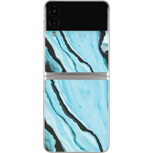 Aqua Blue Marble Ink Galaxy Z Flip4 5G Skin