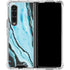 Aqua Blue Marble Ink Galaxy Z Fold4 5G Clear Case