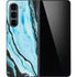 Aqua Blue Marble Ink Galaxy Z Fold5 5G Skin