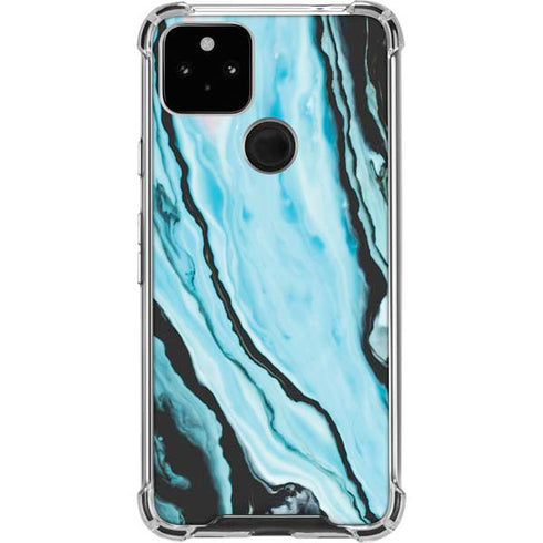 Aqua Blue Marble Ink Google Pixel 5a 5G Clear Case