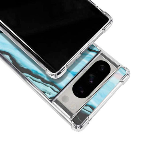 Aqua Blue Marble Ink Google Pixel 8 Pro Clear Case
