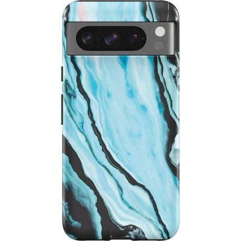 Aqua Blue Marble Ink Google Pixel 8 Pro Impact Case