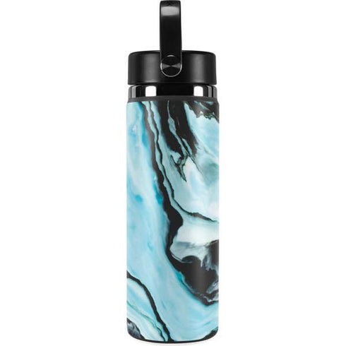 Aqua Blue Marble Ink Hydro Flask 20oz Wide Mouth Skin