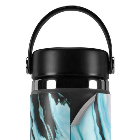 Aqua Blue Marble Ink Hydro Flask 20oz Wide Mouth Skin