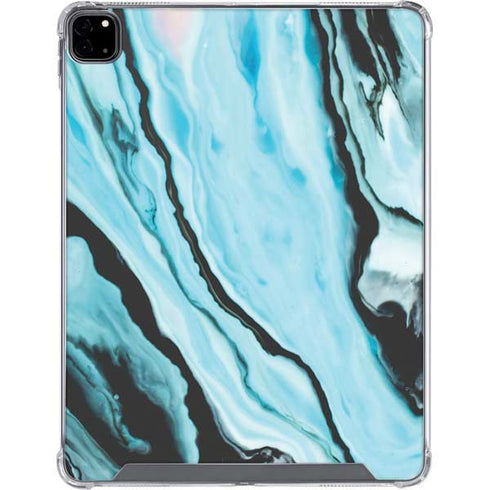 Aqua Blue Marble Ink iPad Pro 12.9in (2020) Clear Case