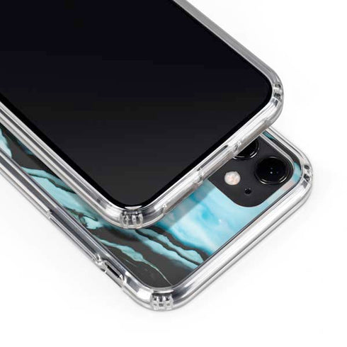 Aqua Blue Marble Ink iPhone 11 Clear Case