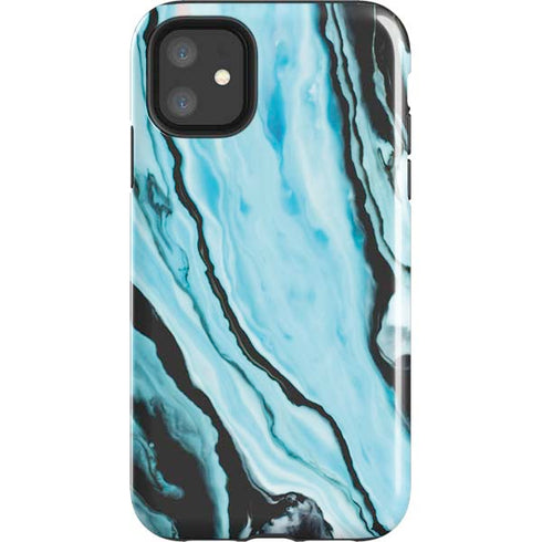 Aqua Blue Marble Ink iPhone 11 Impact Case