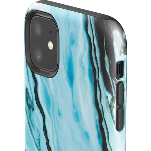 Aqua Blue Marble Ink iPhone 11 Impact Case