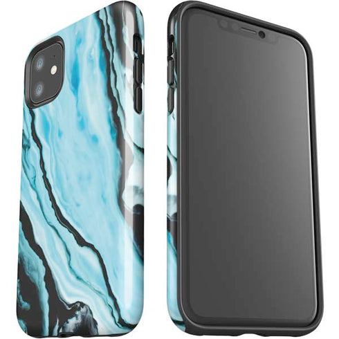 Aqua Blue Marble Ink iPhone 11 Impact Case