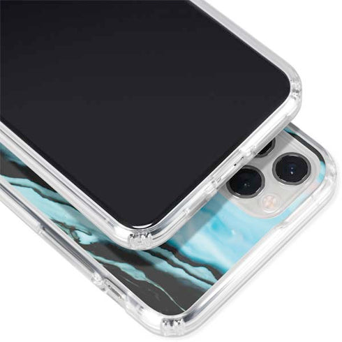 Aqua Blue Marble Ink iPhone 11 Pro Clear Case