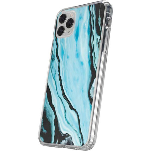 Aqua Blue Marble Ink iPhone 11 Pro Clear Case