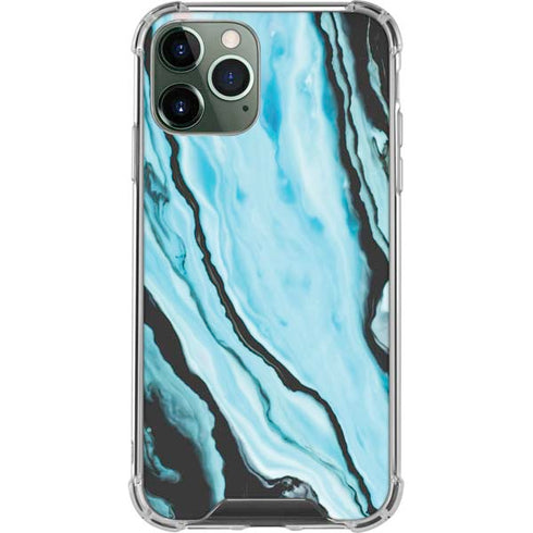 Aqua Blue Marble Ink iPhone 11 Pro Max Clear Case