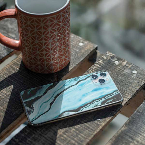 Aqua Blue Marble Ink iPhone 11 Pro Max Skin