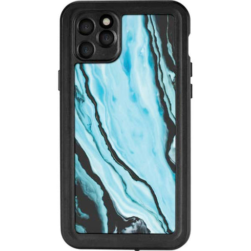 Aqua Blue Marble Ink iPhone 11 Pro Max Waterproof Case